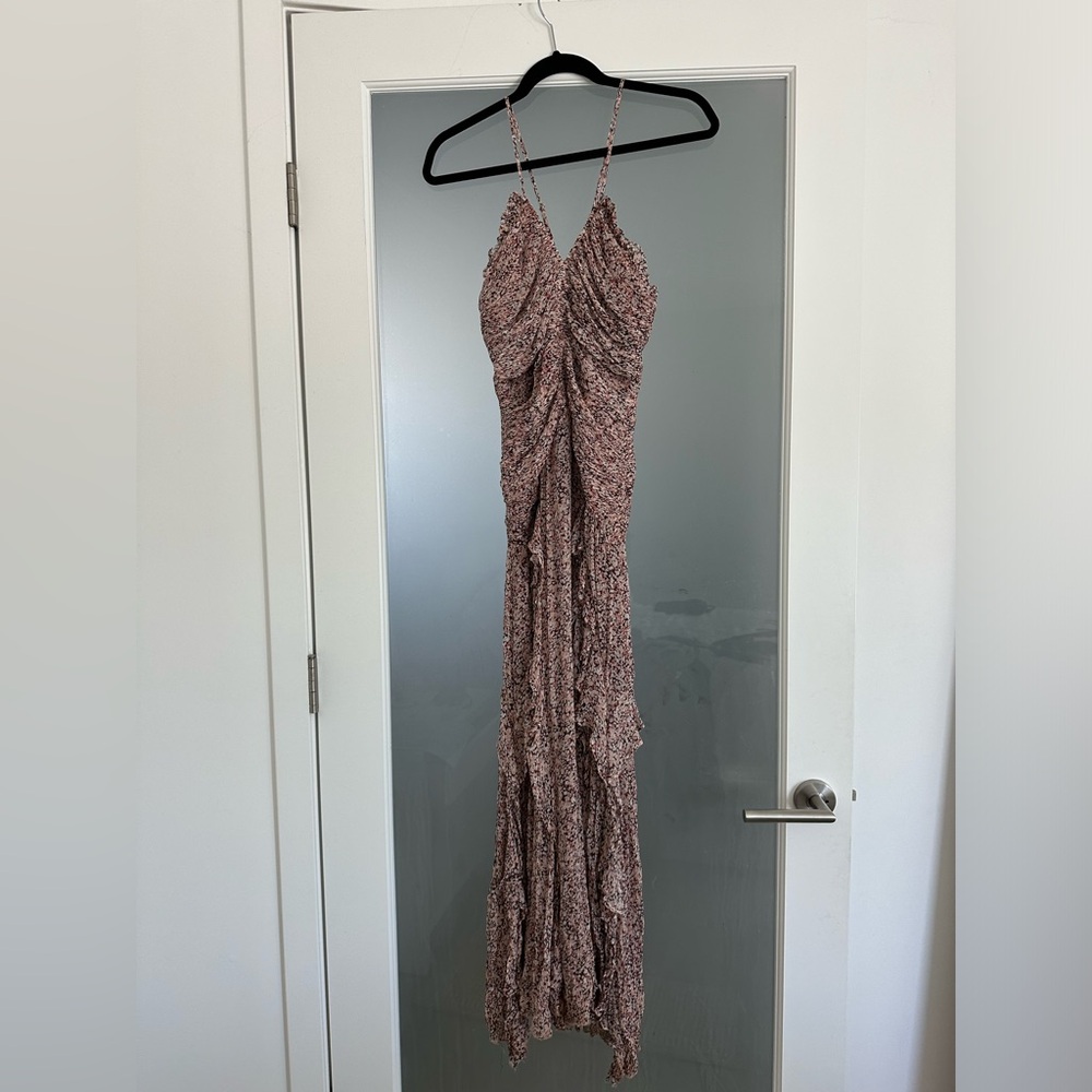 Shona joy size 4 Cynthia frill ruched maxi - pink floral